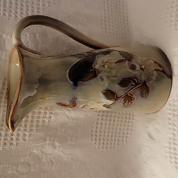 Burton & Burton Bird Flower Pitcher/Vase Glazed Ceramic 9" NOTE:CAN'T BE BUNDLED - Picture 1 of 7